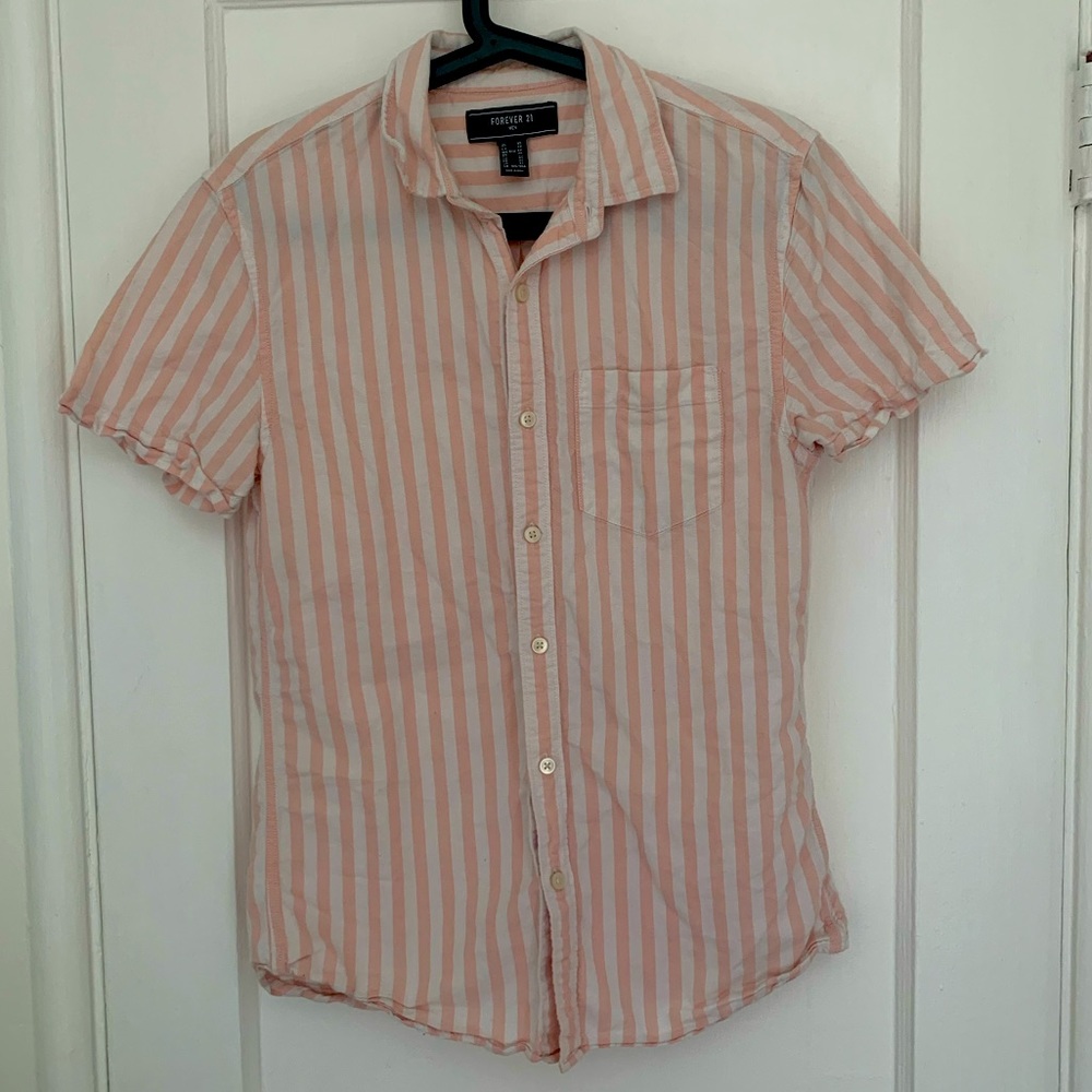 Forever 21 striped short sleeve button down shirt